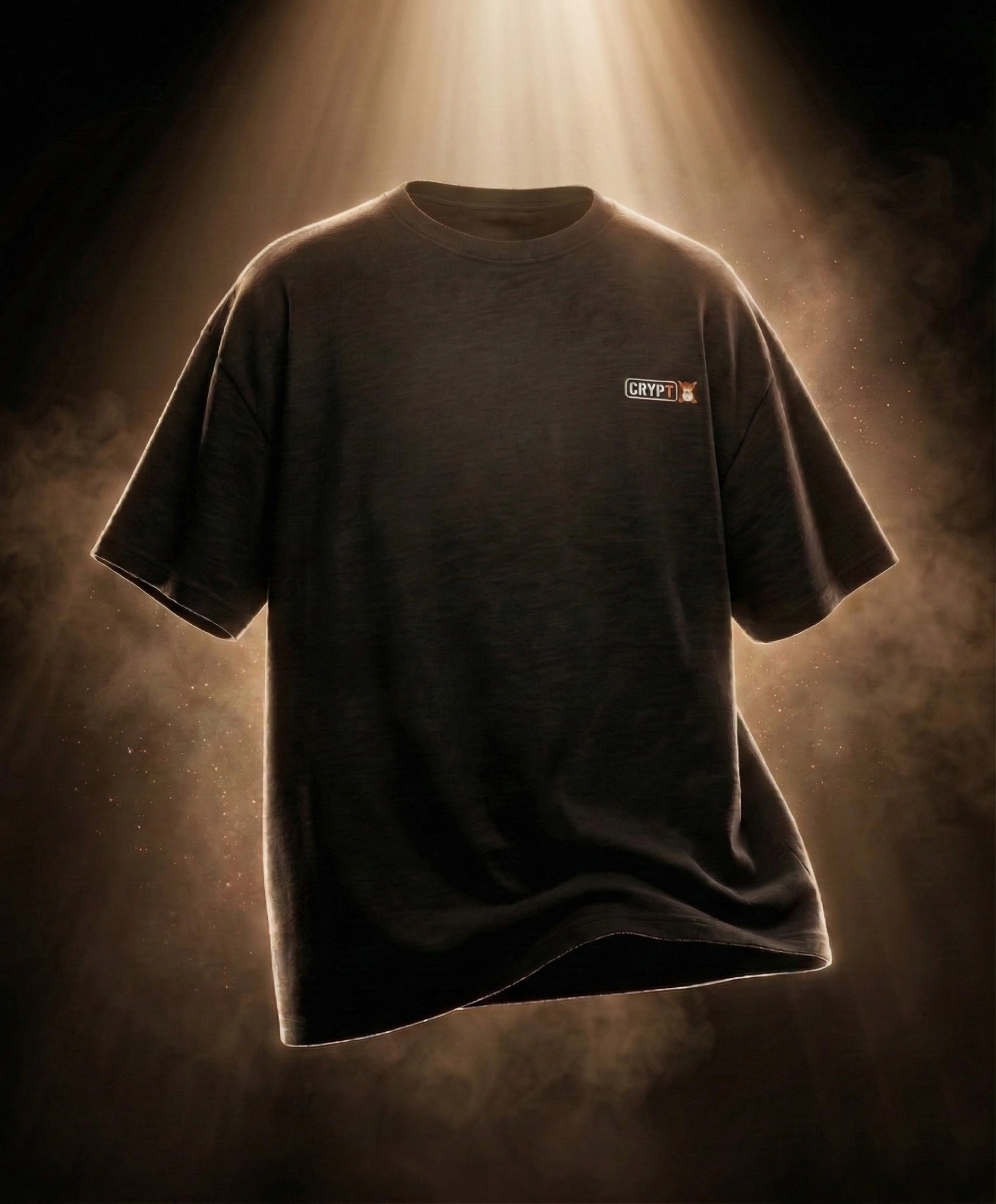 Dark grey CryptX Cosmic Voyager oversized t-shirt with pink retro-cyberpunk back graphic – view 2